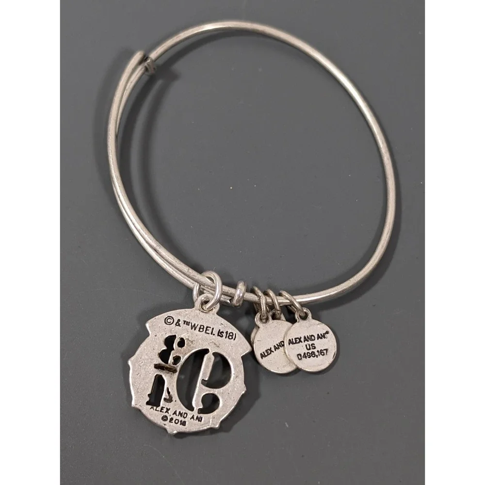 Alex Ani Silver Tone Harry Potter Platform‎ 9 3/4 Charm Bracelet Stacking 6.5 in